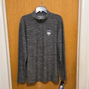 Colosseum Mens M athletic Gray Quarter-Zip top University of Connecticut Huskies